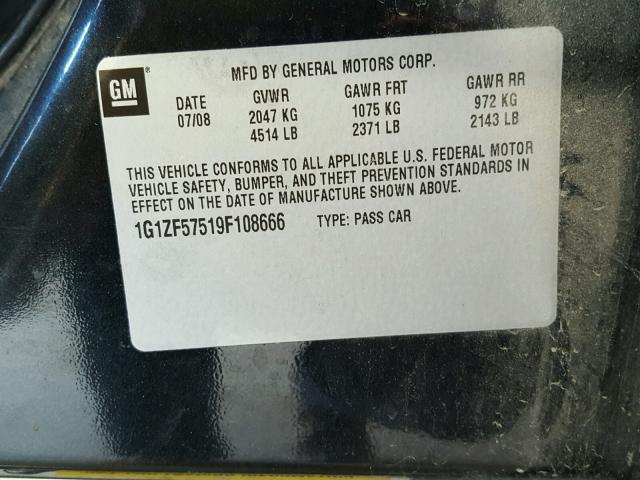 1G1ZF57519F108666 - 2009 CHEVROLET MALIBU HYB BLACK photo 10