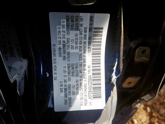 JM3TB3MA5A0229844 - 2010 MAZDA CX-9 BLUE photo 10