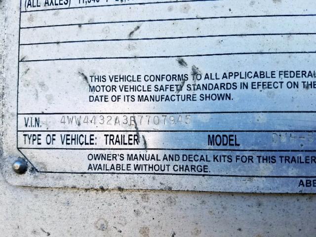 4WW4432A3F7707945 - 2015 WILSON TRAILER SILVER photo 10