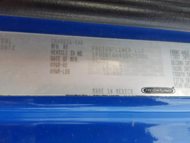 1FUBBTAK43DK75008 - 2003 FREIGHTLINER MEDIUM CON BLUE photo 10