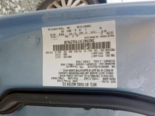 2MEHM75V19X629638 - 2009 MERCURY GRAND MARQ BLUE photo 10