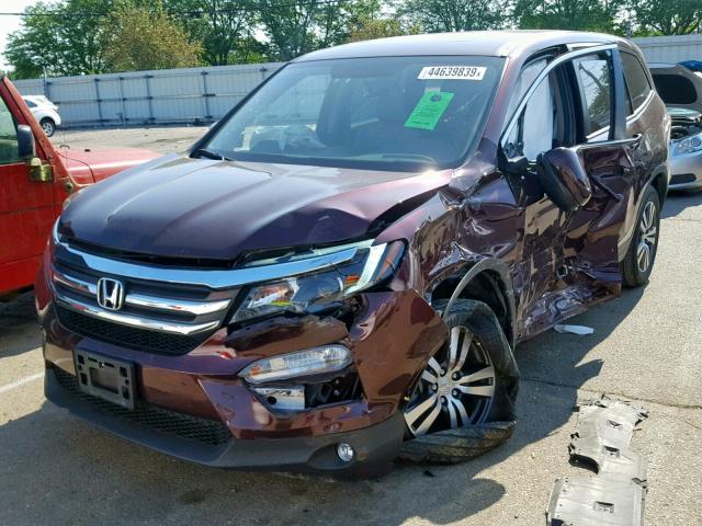 5FNYF6H72HB011066 - 2017 HONDA PILOT EXLN RED photo 2