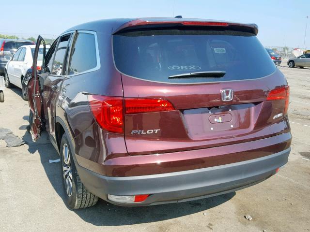 5FNYF6H72HB011066 - 2017 HONDA PILOT EXLN RED photo 3