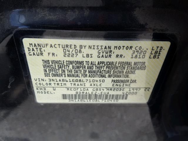 3N1AB61E08L710450 - 2008 NISSAN SENTRA 2.0 BLACK photo 10