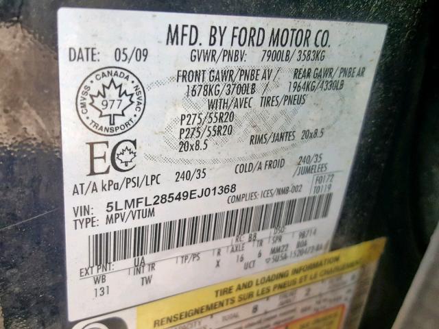 5LMFL28549EJ01368 - 2009 LINCOLN NAVIGATOR BLACK photo 10