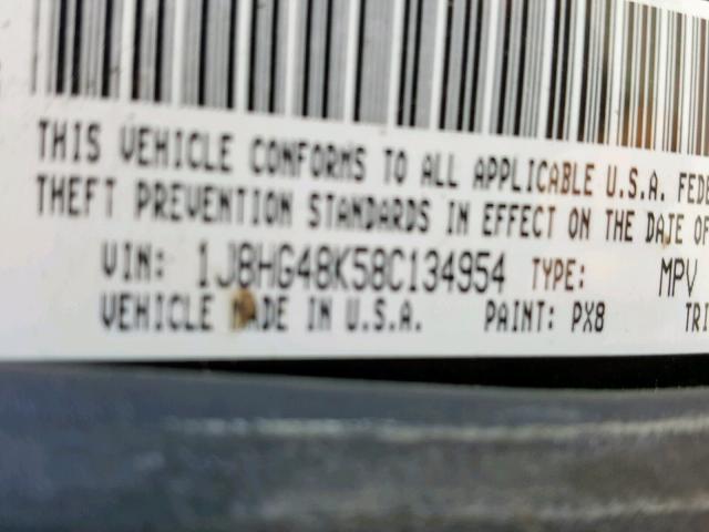 1J8HG48K58C134954 - 2008 JEEP COMMANDER 黑色 照片 10