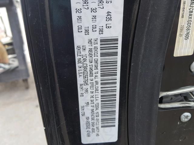 1C4NJCBAXGD567605 - 2016 JEEP COMPASS SP შავი ფოტო 10