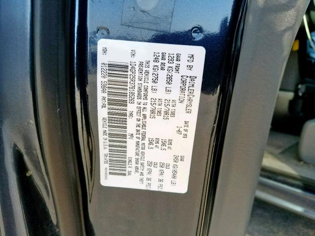 1D4GP25R37B185269 - 2007 DODGE CARAVAN SE BLUE photo 10