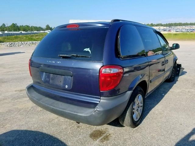 1D4GP25R37B185269 - 2007 DODGE CARAVAN SE BLUE photo 4