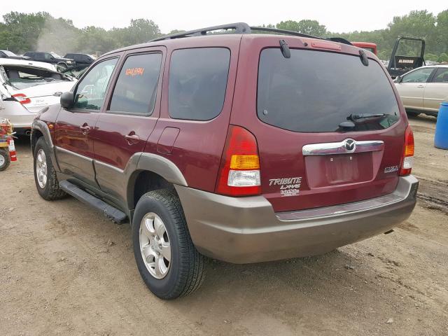 4F2YZ04133KM10652 - 2003 MAZDA TRIBUTE LX MAROON photo 3