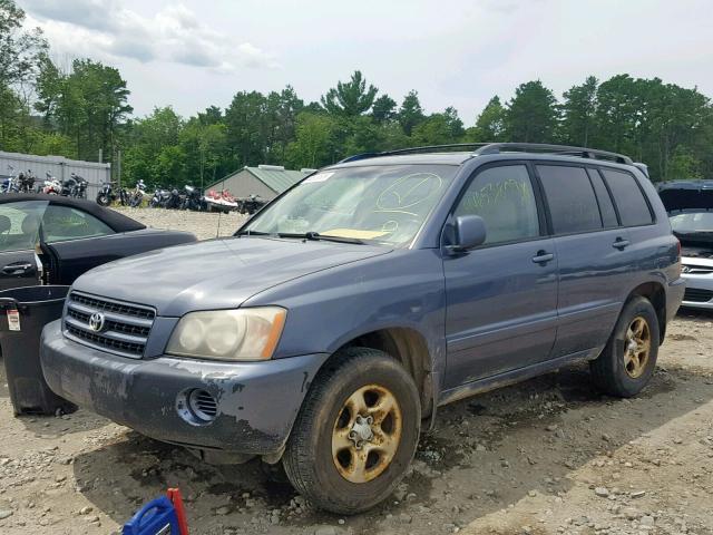 JTEHD21A520012167 - 2002 TOYOTA HIGHLANDER BLUE photo 2