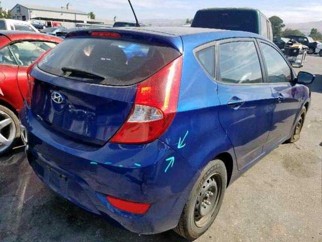 KMHCT5AE3FU219656 - 2015 HYUNDAI ACCENT GS BLUE photo 4