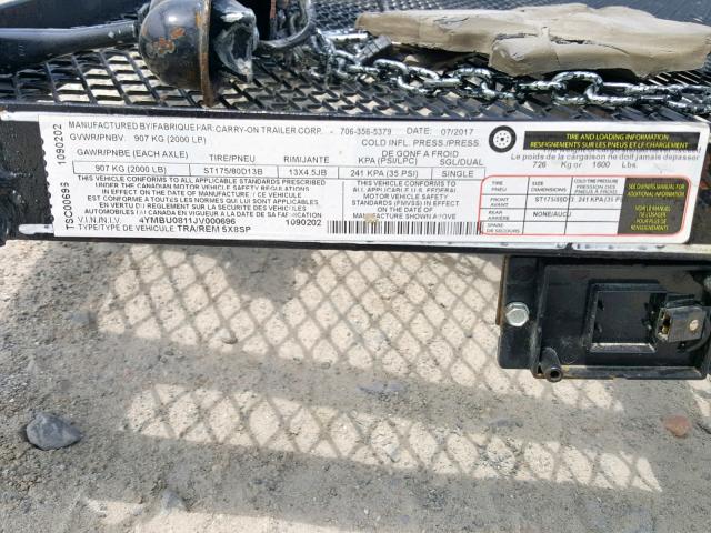 4YMBU0811JV000696 - 2018 UTILITY TRAILER BLACK photo 10