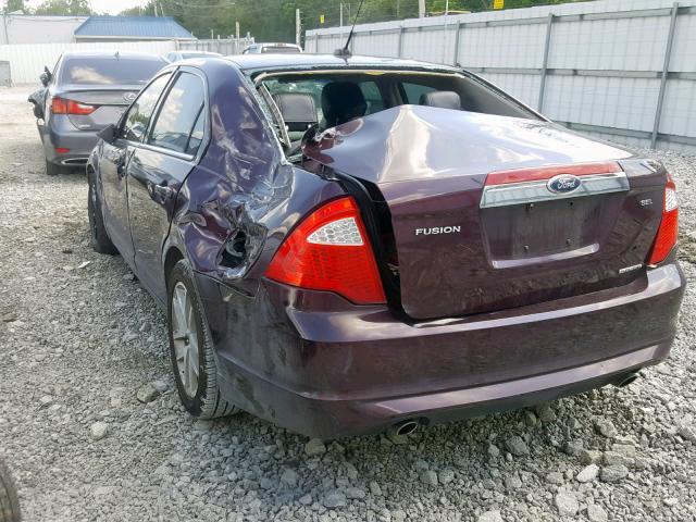 3FAHP0JG6CR320704 - 2012 FORD FUSION SEL PURPLE photo 3