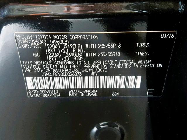 JTMDJREV8GD026873 - 2016 TOYOTA RAV4 HV LI BLACK photo 10