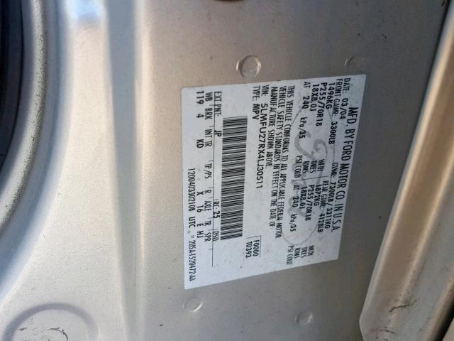 5LMFU27RX4LJ30511 - 2004 LINCOLN NAVIGATOR SILVER photo 10