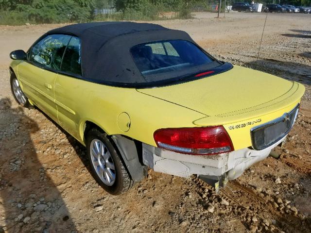 1C3EL75R84N327241 - 2004 CHRYSLER SEBRING GT YELLOW photo 3