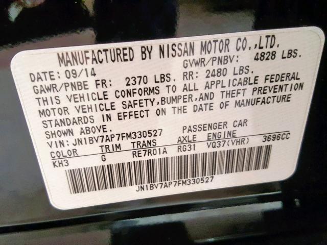 JN1BV7AP7FM330527 - 2015 INFINITI Q50 BASE BLACK photo 10