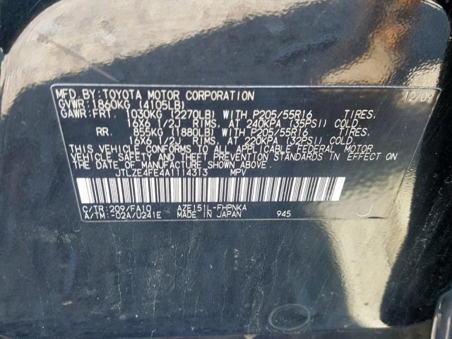 JTLZE4FE4A1114313 - 2010 TOYOTA SCION XB 黑色 照片 10