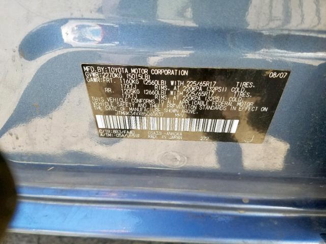 JTMBK34VX85040837 - 2008 TOYOTA RAV4 LIMIT BLUE photo 10