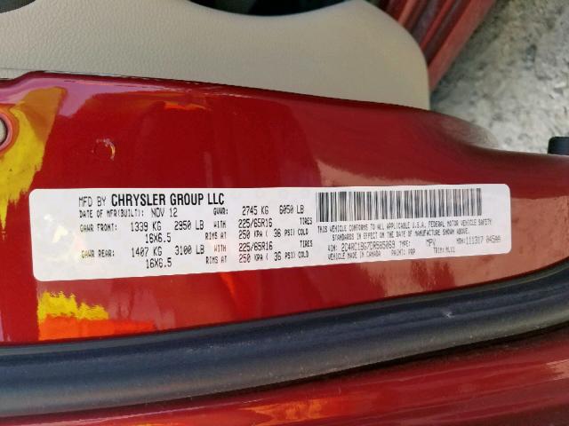 2C4RC1BG7DR585069 - 2013 CHRYSLER TOWN & COU RED photo 10