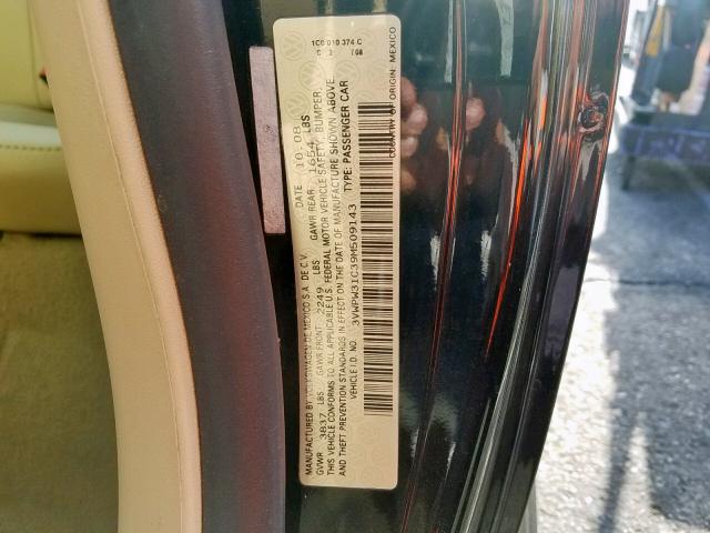 3VWPW31C39M509143 - 2009 VOLKSWAGEN NEW BEETLE შავი ფოტო 10