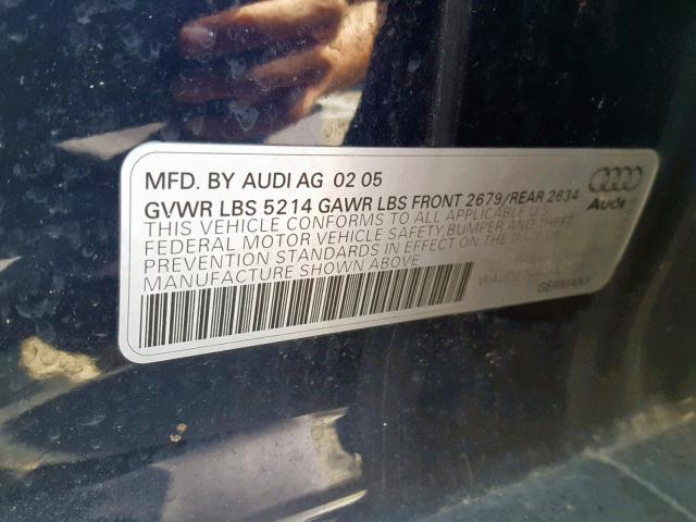 WAUDG74F75N092803 - 2005 AUDI A6 3.2 QUA BLUE photo 10