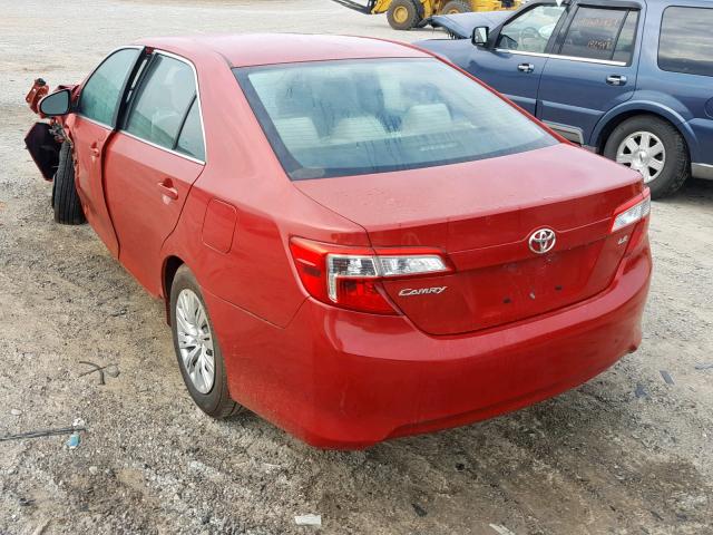 4T4BF1FK6CR233899 - 2012 TOYOTA CAMRY BASE RED photo 3