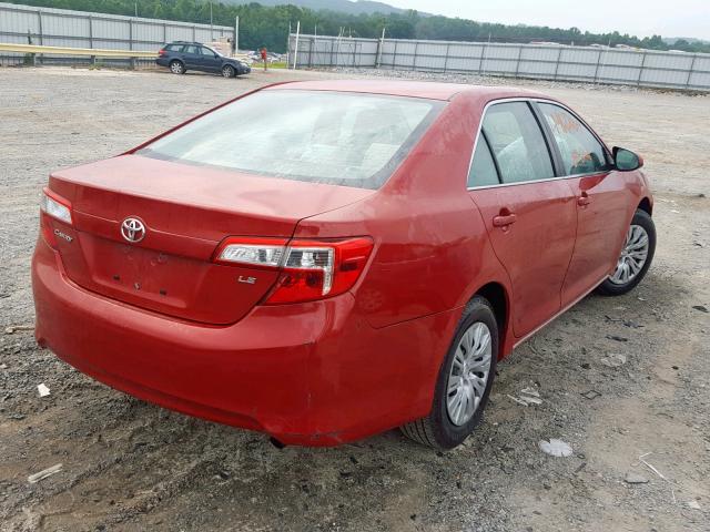 4T4BF1FK6CR233899 - 2012 TOYOTA CAMRY BASE RED photo 4