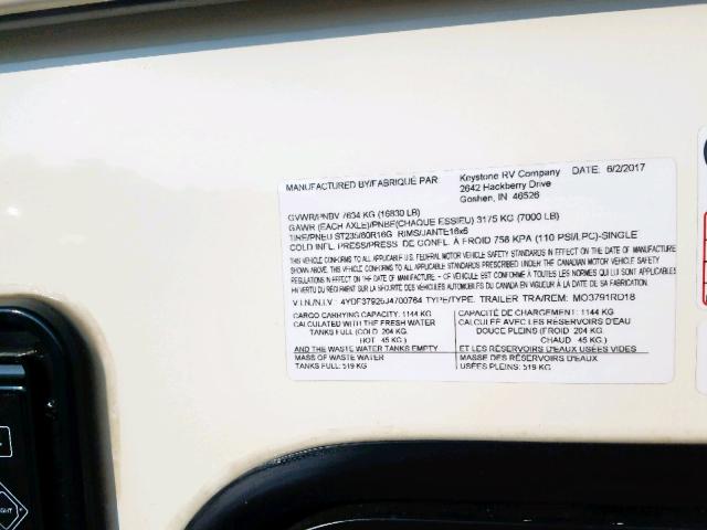 4YDF37925J4700764 - 2018 KEYSTONE MONTANA WHITE photo 10