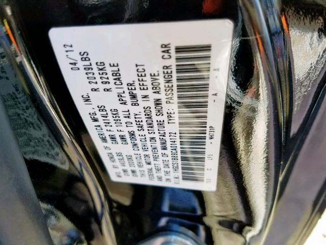 1HGCS1B89CA014172 - 2012 HONDA ACCORD EXL BLACK photo 10