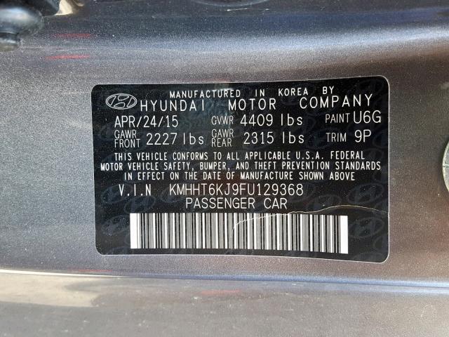 KMHHT6KJ9FU129368 - 2015 HYUNDAI GENESIS CO GRAY photo 10