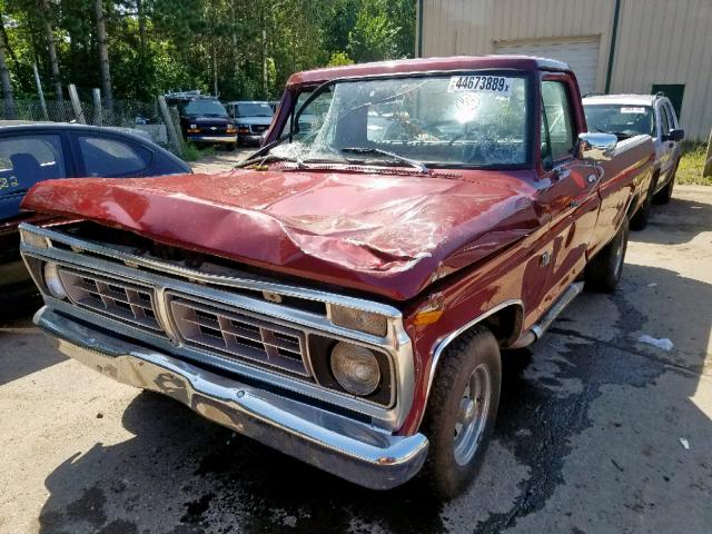 F10GUT41128 - 1974 FORD F-100 MAROON photo 2