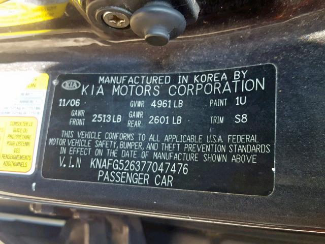 KNAFG526377047476 - 2007 KIA RONDO LX BLUE photo 10