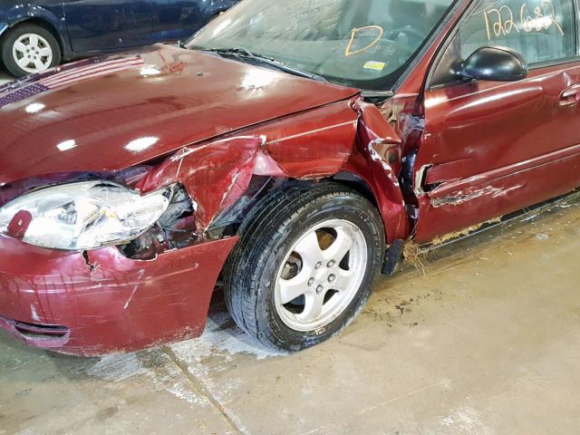 1FAFP53U85A194334 - 2005 FORD TAURUS SE BURGUNDY photo 9