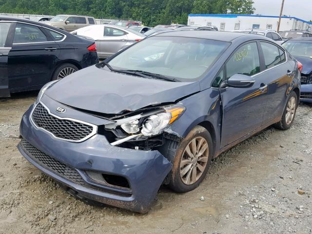 KNAFX4A84E5083652 - 2014 KIA FORTE EX BLUE photo 2