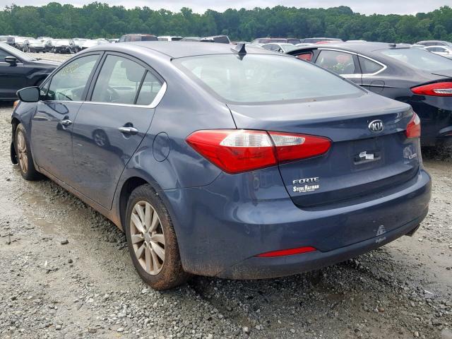 KNAFX4A84E5083652 - 2014 KIA FORTE EX BLUE photo 3