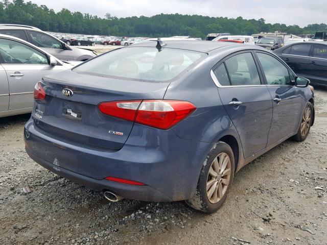 KNAFX4A84E5083652 - 2014 KIA FORTE EX BLUE photo 4