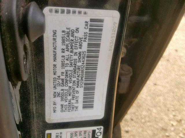 5Y2SM66865Z443625 - 2005 PONTIAC VIBE BLACK photo 10