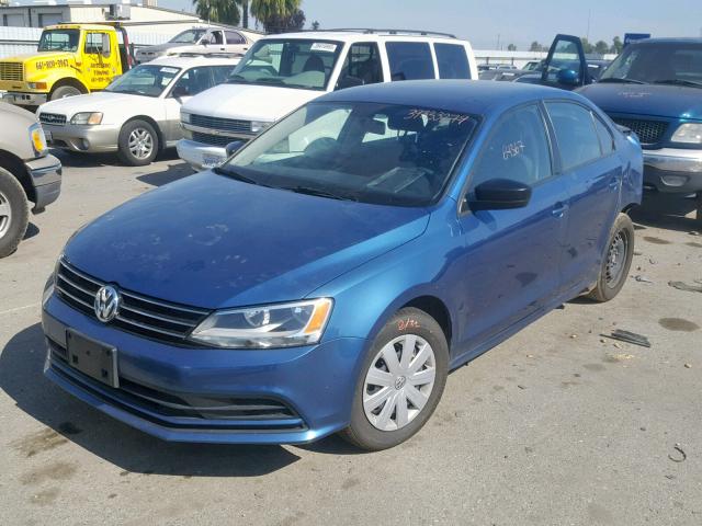 3VW2K7AJ7FM317036 - 2015 VOLKSWAGEN JETTA BASE BLUE photo 2