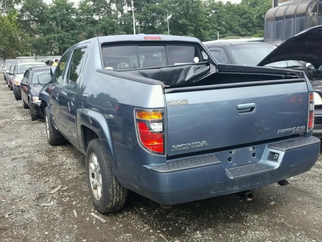 2HJYK16577H535205 - 2007 HONDA RIDGELINE BLUE photo 3