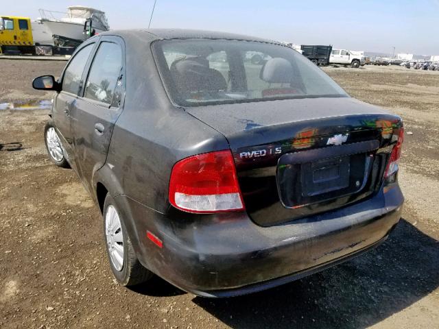 KL1TD566X6B558257 - 2006 CHEVROLET AVEO BASE შავი ფოტო 3