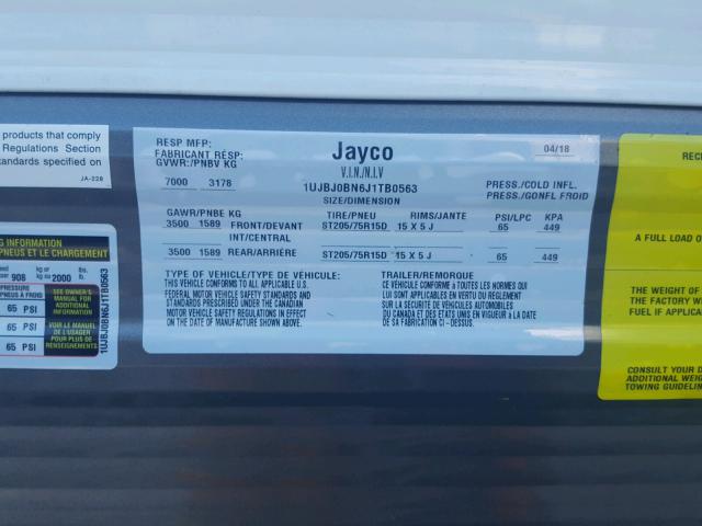 1UJBJ0BN6J1TB0563 - 2018 JAYCO JAYFLIGHT  TWO TONE photo 8