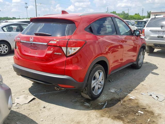 3CZRU6H52KM709411 - 2019 HONDA HR-V EX RED photo 4