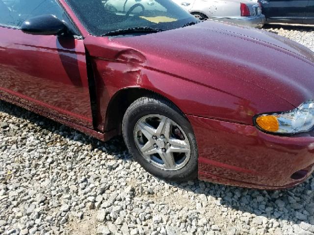 2G1WX12K059169175 - 2005 CHEVROLET MONTE CARL BURGUNDY photo 9