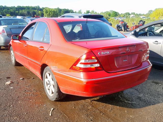 WDBRF61J03F321021 - 2002 MERCEDES-BENZ C240 RED photo 3