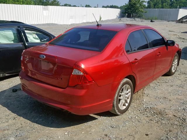 3FAHP0GAXBR261285 - 2011 FORD FUSION S RED photo 4