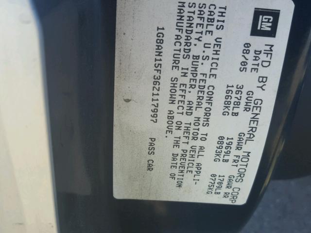 1G8AN15F36Z117997 - 2006 SATURN ION LEVEL SILVER photo 10