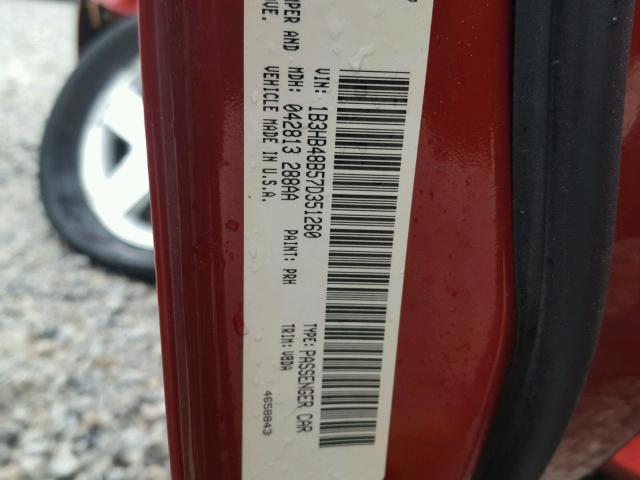 1B3HB48B57D351260 - 2007 DODGE CALIBER SX RED photo 10