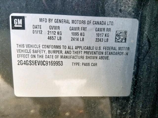 2G4GS5EV0C9169953 - 2012 BUICK REGAL PREM GRAY photo 10